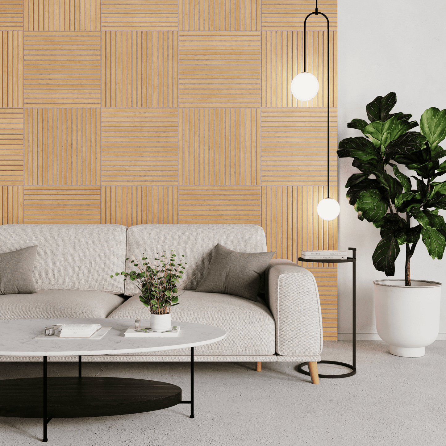 Natural Oak on Light Acouwood® Wood Wall Panels - Pre-order 10th Nov