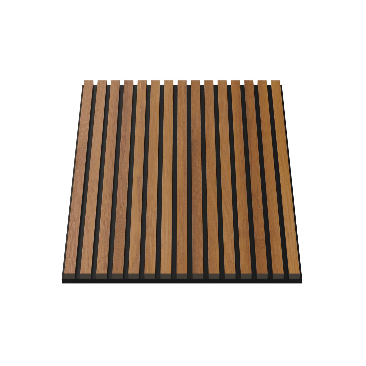 Teak Acouwood® (Lacquered) on Black Wood Wall Panels