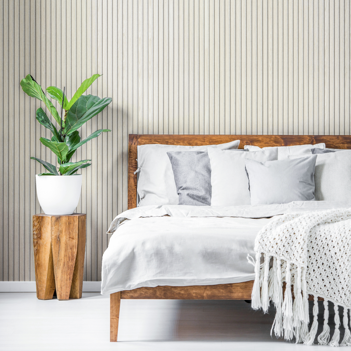 White Oak (Lacquered) on White Felt Acouwood® Wood Wall Panels