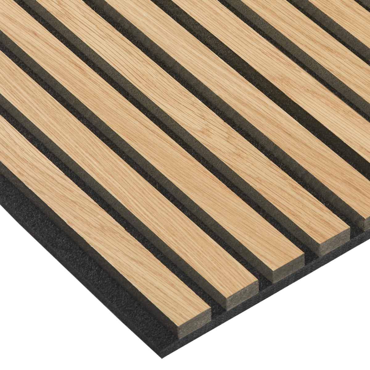 Natural Oak (Lacquered) on Black Acouwood® Wood Wall Panels