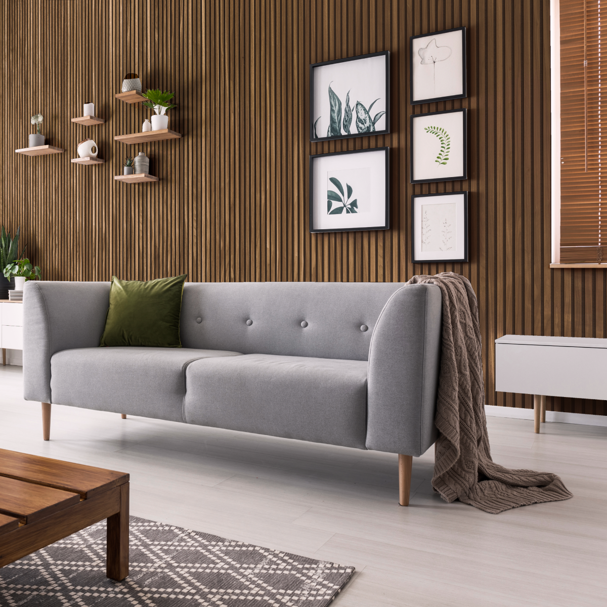 Walnut (Lacquered) on Black Acouwood® Wood Wall Panels