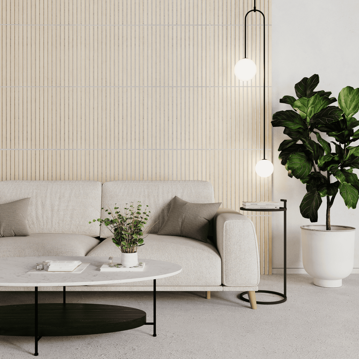 White Oak (Lacquered) on White Felt Acouwood® Wood Wall Panels