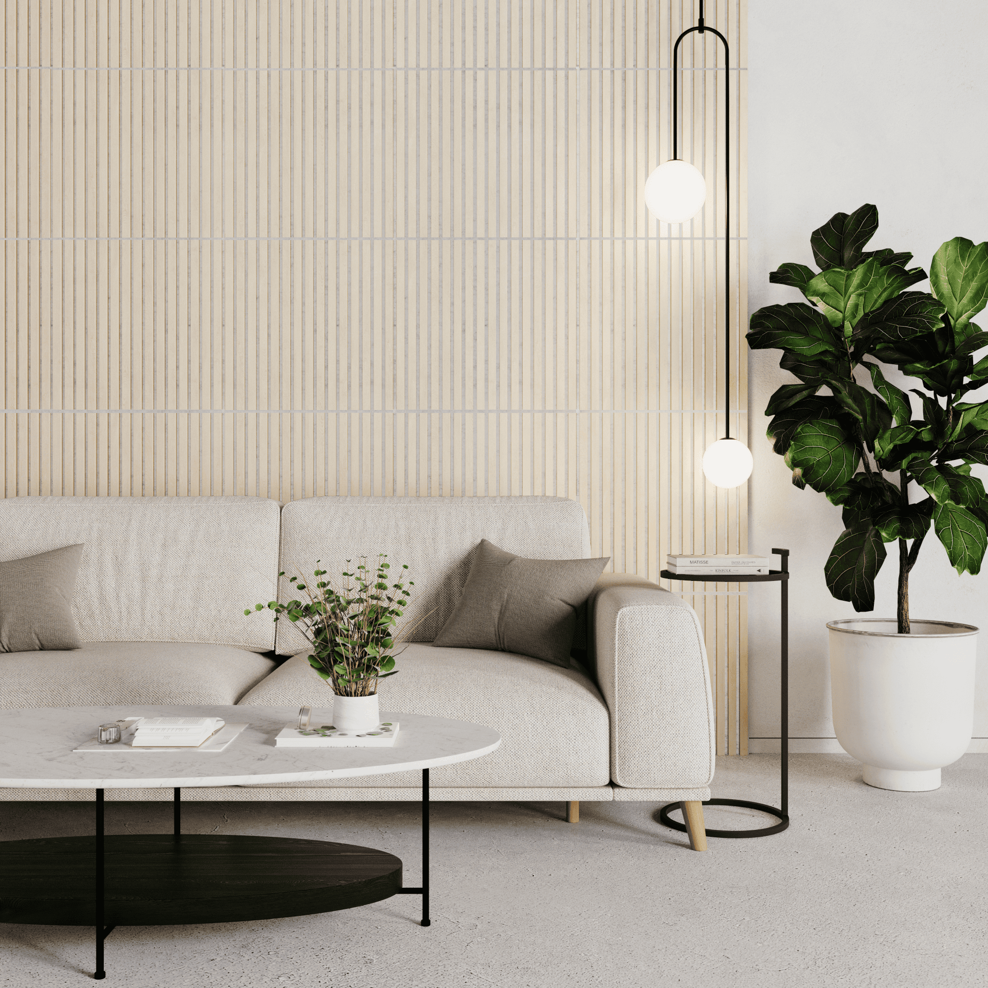 White Oak on White Felt Acouwood® Wood Wall Panels