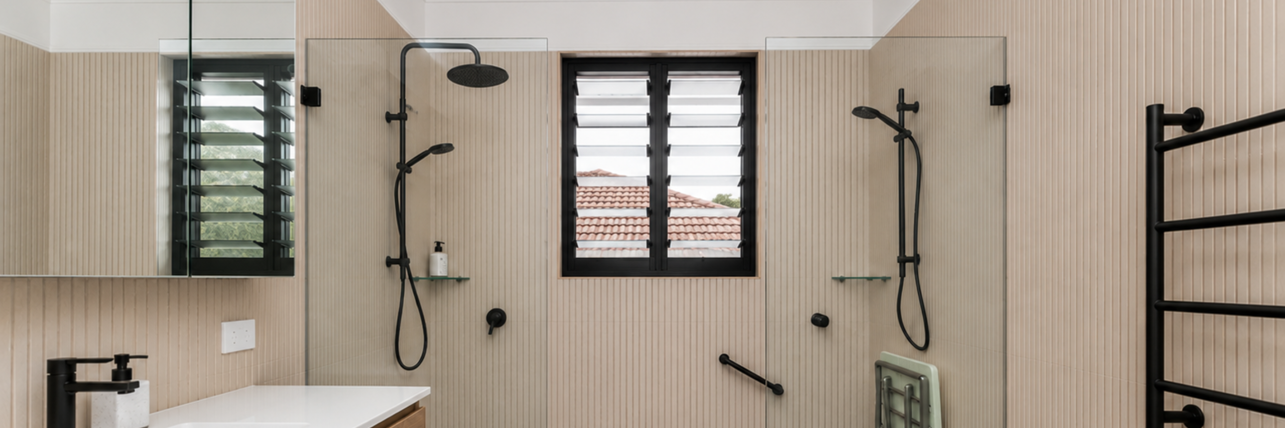 slat wall pro wall panels being used in an NDIS bathroom