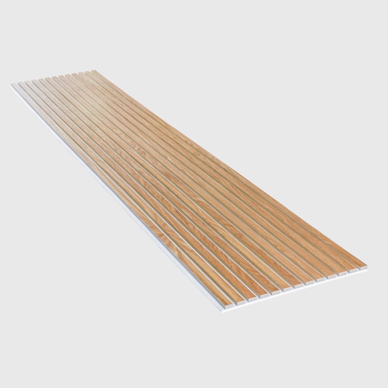 Natural Oak (Lacquered) on Light-Beige Acouwood Wood Wall Panels