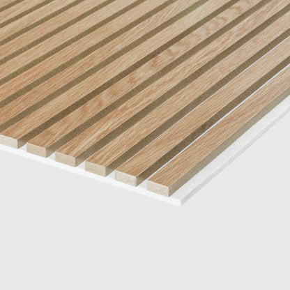Natural Oak (Lacquered) on Light-Beige Acouwood Wood Wall Panels