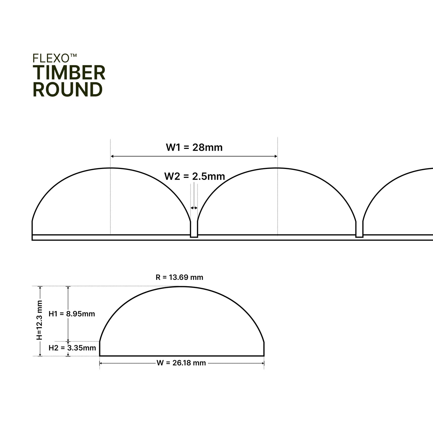 Natural Oak - Round 25mm (Flexo™ Timber)