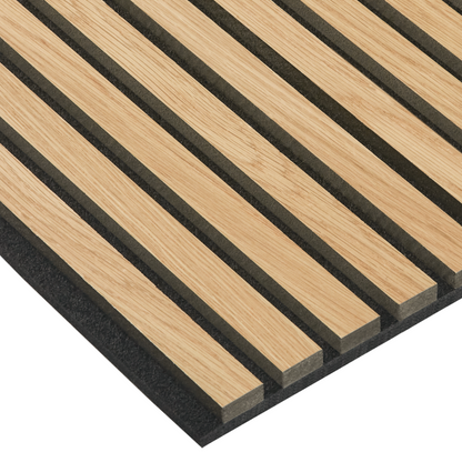 Natural Oak (Lacquered) on Black Acouwood® Wood Wall Panels