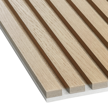 Natural Oak (Lacquered) on Light-Beige Acouwood® Wood Wall Panels