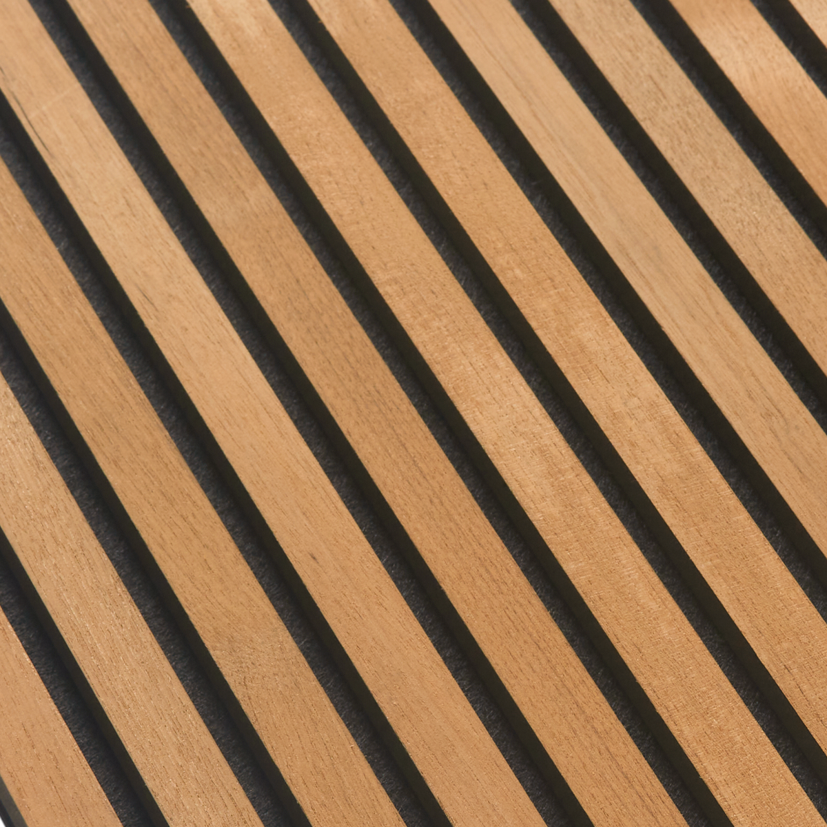 Teak Acouwood® (Lacquered) on Black Wood Wall Panels