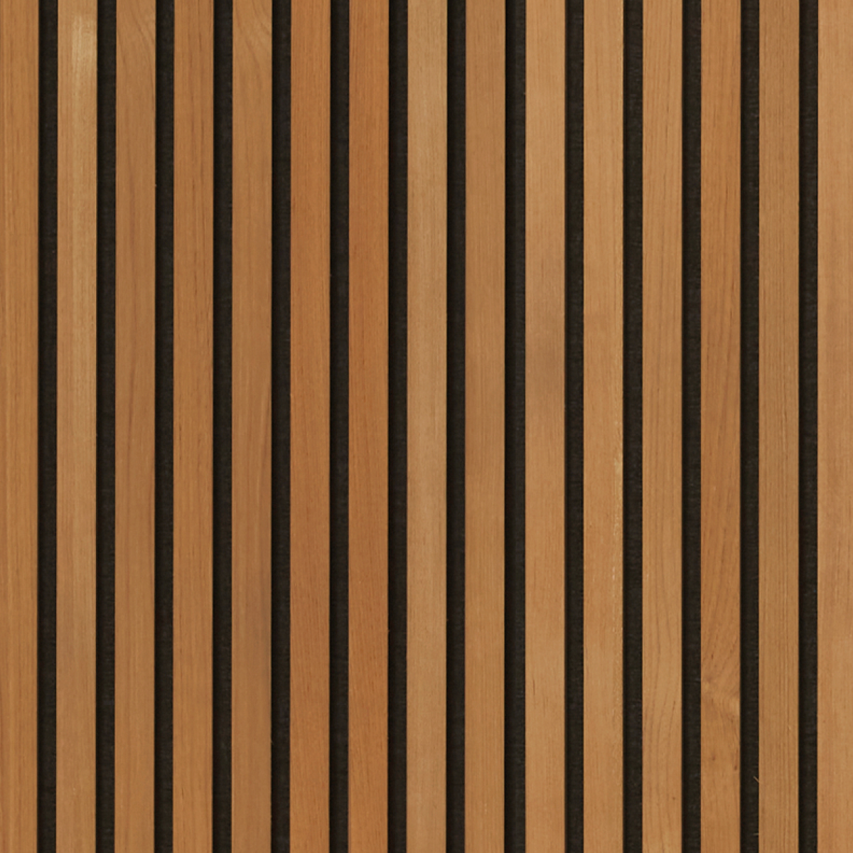 Teak Acouwood® (Lacquered) on Black Wood Wall Panels