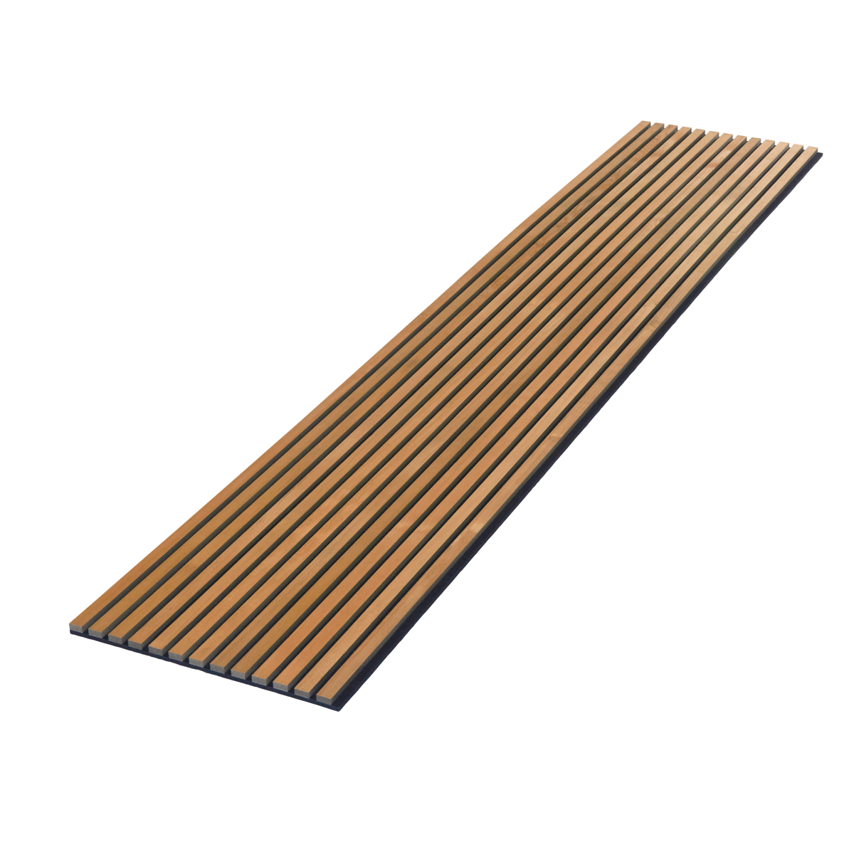 Teak Acouwood® (Lacquered) on Black Wood Wall Panels