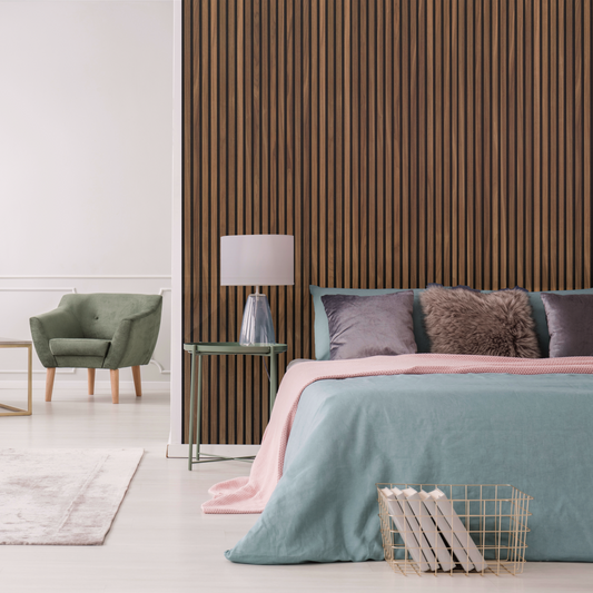 Walnut (Lacquered) on Black Acouwood® Wood Wall Panels