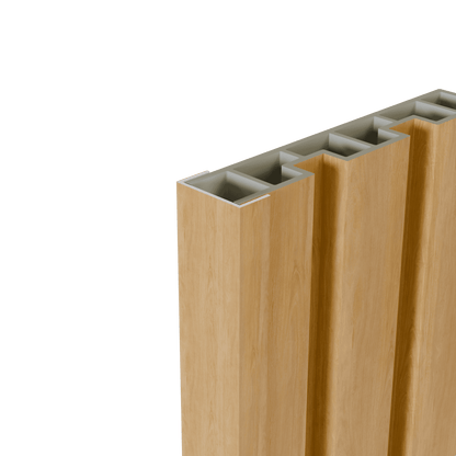 Spotted Gum Finishing Trim - Matching Film Wrap Aluminium