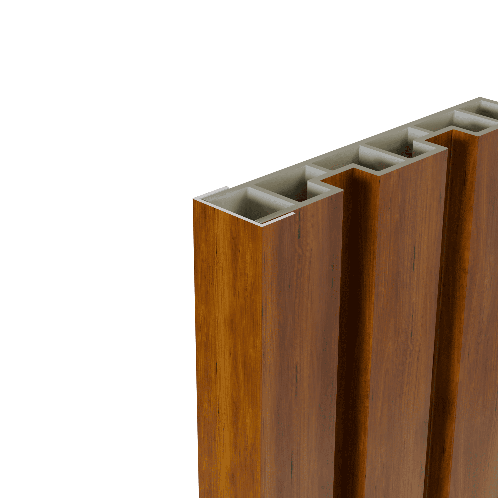 Jarrah Finishing Trim - Matching Film Wrap Aluminium