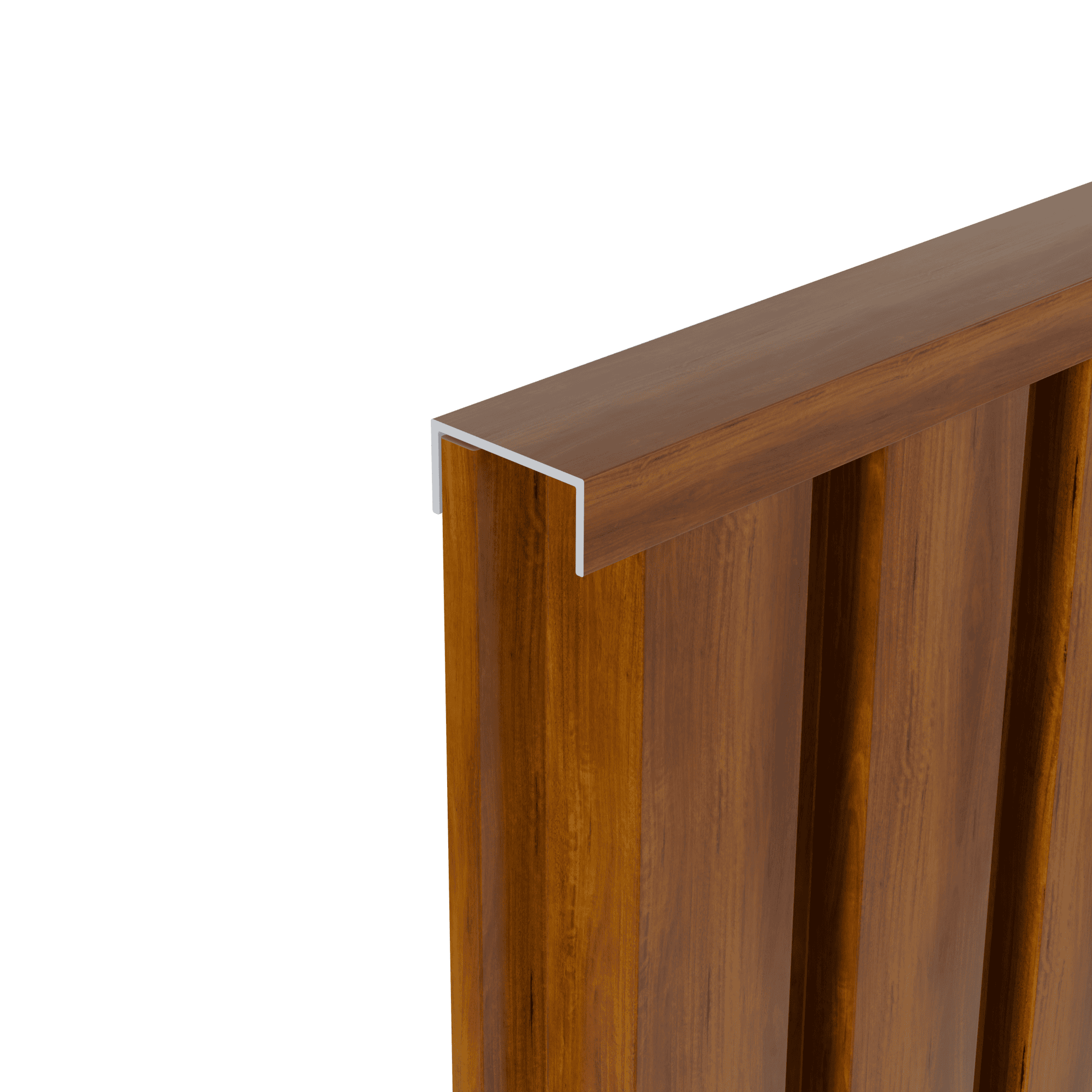 Jarrah Finishing Trim - Matching Film Wrap Aluminium