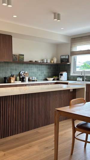 acouwood surround - walnut on black - kitchen island